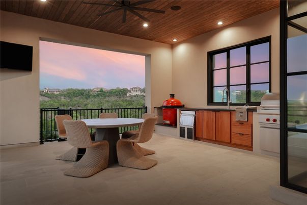 Dining room, Interior, Recessed Lighting, Wooden Ceilings