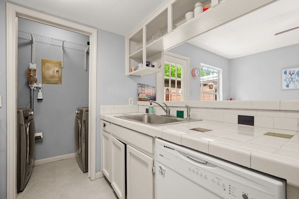 Interior, Kitchen, Tile Countertops, Washer