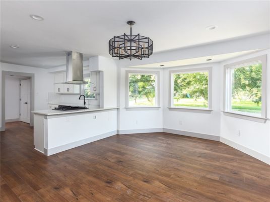 Chandelier, Interior, Kitchen, Recessed Lighting, Wood Texture Flooring