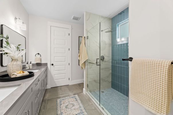 Bathroom, Glass Shower, Interior, Marble Walls