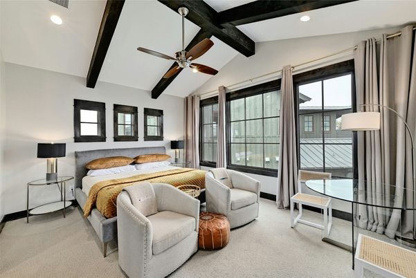 Bedroom, Interior, Recessed Lighting, Wooden Beams