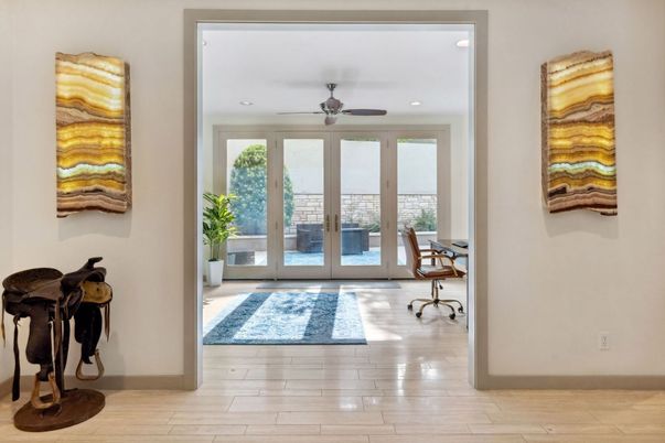 Home Office, Interior, Recessed Lighting, Wood Texture Flooring
