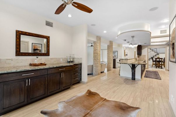 Chandelier, Dining room, Interior, Kitchen, Recessed Lighting, Wood Texture Flooring