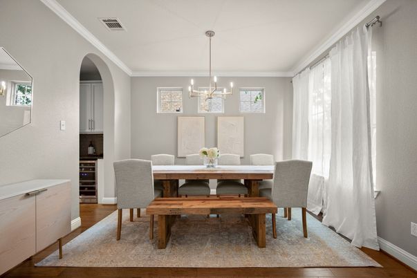 Chandelier, Dining room, Interior, Pendant Lights, Wood Texture Flooring
