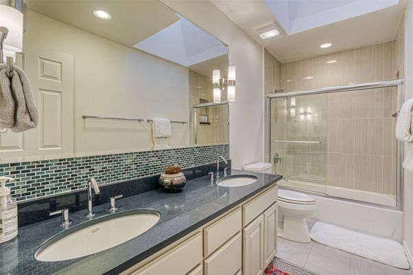 Bathroom, Dual Sink Vanities, Glass Shower, Interior, Recessed Lighting