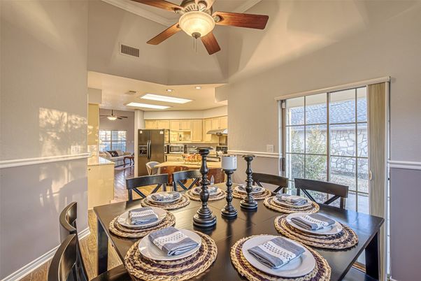 Dining room, Interior, Kitchen, Recessed Lighting, Stainless Steel Appliances