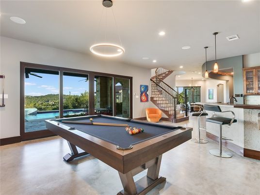 Billiard Table, Game Room, Interior, Pendant Lights, Recessed Lighting