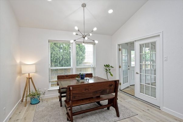 Home Office, Interior, Pendant Lights, Recessed Lighting, Wood Texture Flooring