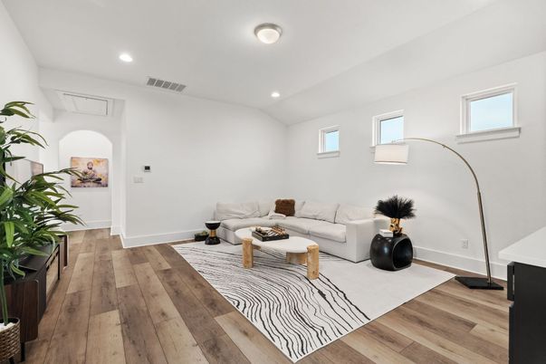 Interior, Living room, Recessed Lighting, Wood Texture Flooring