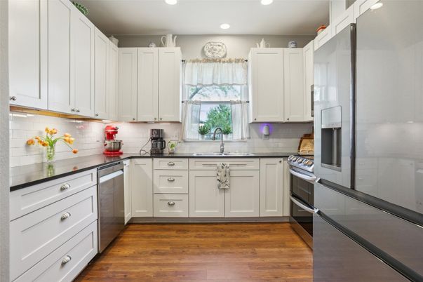 Interior, Kitchen, Recessed Lighting, Wood Texture Flooring