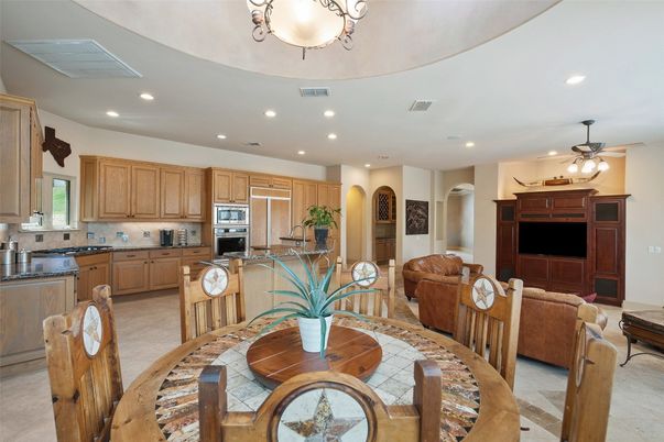 Dining room, Interior, Kitchen, Living room, Recessed Lighting, Stainless Steel Appliances