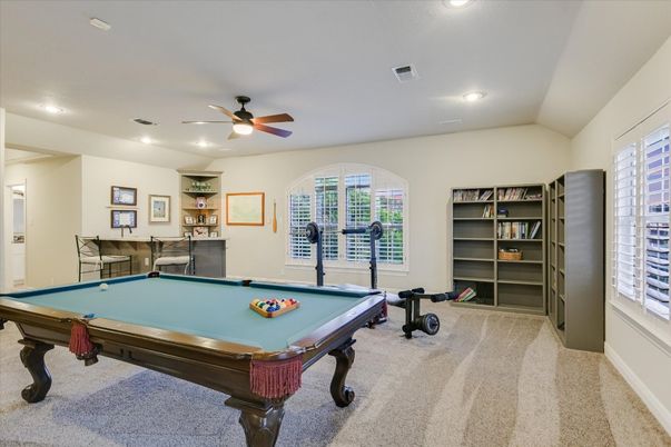 Billiard Table, Fitness Equipment, Game Room, Interior, Recessed Lighting