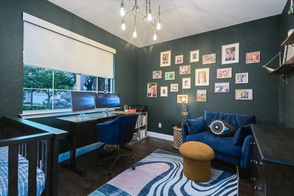 Home Office, Interior, Pendant Lights, Wood Texture Flooring