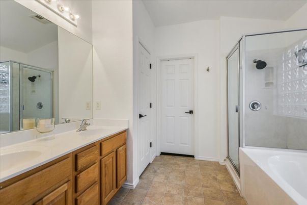 Bathroom, Dual Sink Vanities, Glass Shower, Interior