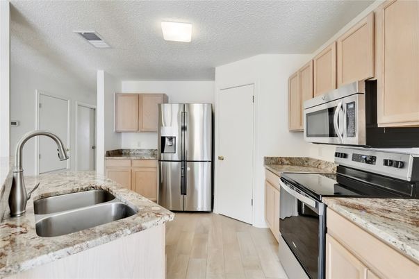 Interior, Kitchen, Stainless Steel Appliances, Wood Texture Flooring