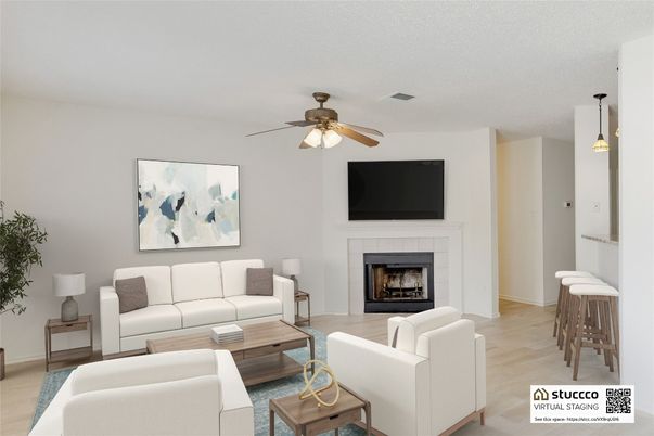 Fireplace, Interior, Living room, Pendant Lights