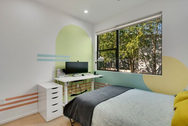 Bedroom, Home Office, Interior, Recessed Lighting, Wood Texture Flooring