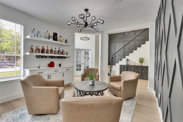 Interior, Living room, Pendant Lights, Wood Texture Flooring
