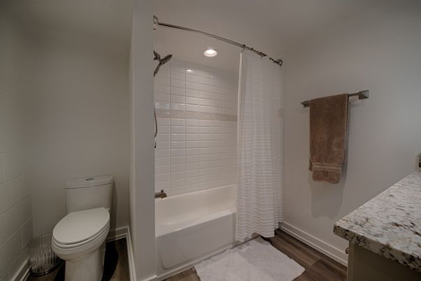 Bathroom, Interior, Recessed Lighting, Wood Texture Flooring
