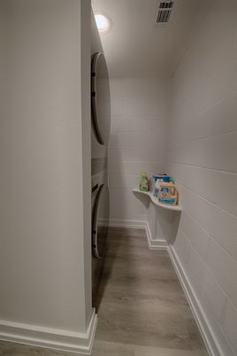 Interior, Recessed Lighting, Utility Closets, Washer, Wood Texture Flooring