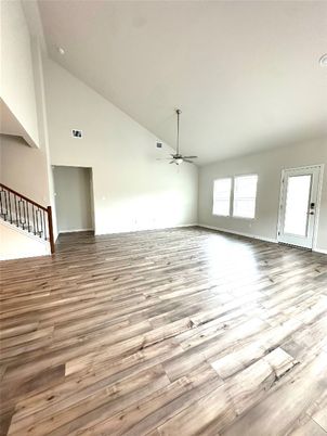 Empty room, Interior, Recessed Lighting, Wood Texture Flooring