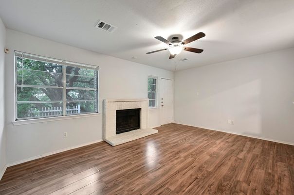 Empty room, Fireplace, Interior, Wood Texture Flooring