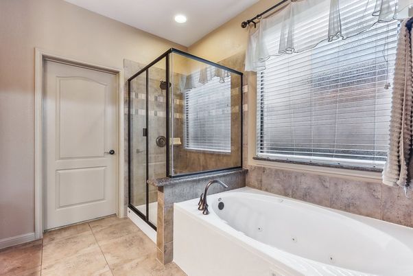 Bathroom, Glass Shower, Interior, Recessed Lighting