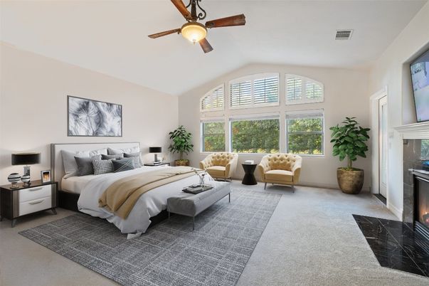 Bedroom, Fireplace, Interior