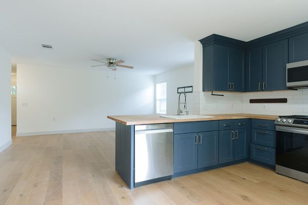 Interior, Kitchen, Stainless Steel Appliances, Wood Texture Flooring