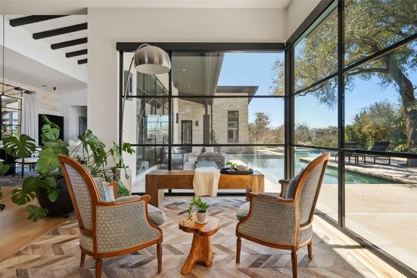 Interior, Pool, Sun Room, Wood Texture Flooring
