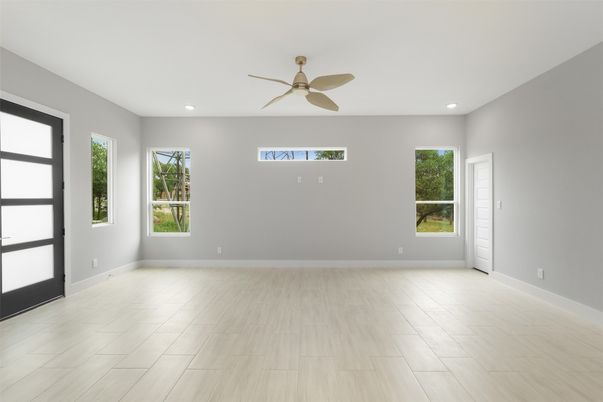 Empty room, Interior, Recessed Lighting, Wood Texture Flooring