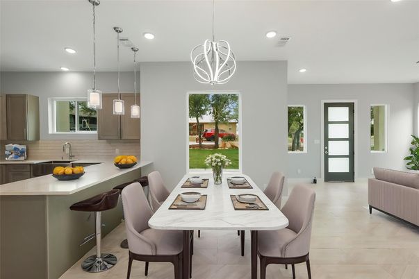 Dining room, Interior, Kitchen, Pendant Lights, Recessed Lighting