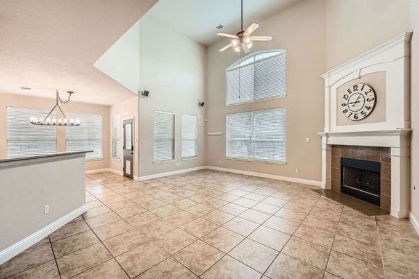 Empty room, Fireplace, Interior, Pendant Lights
