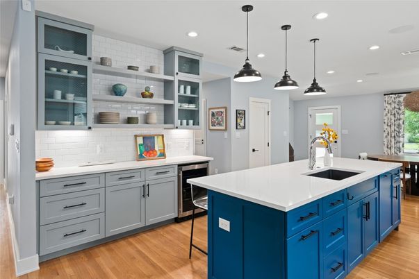 Interior, Kitchen, Pendant Lights, Recessed Lighting, Wood Texture Flooring