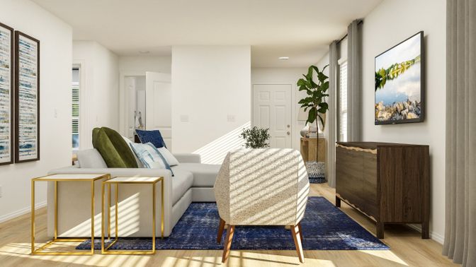 Interior, Living room, Recessed Lighting, Wood Texture Flooring
