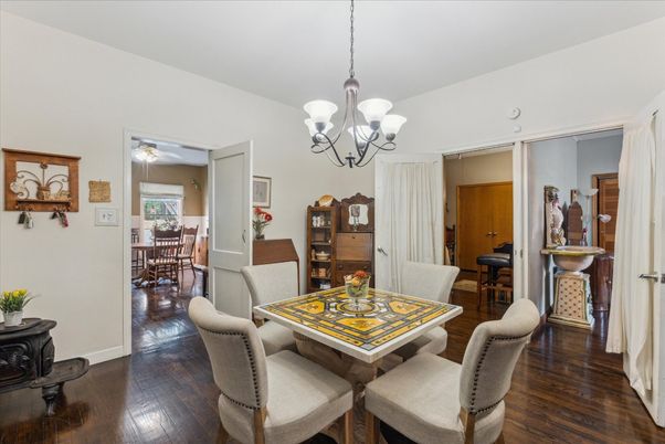 Chandelier, Dining room, Interior, Wood Texture Flooring