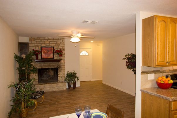 Fireplace, Interior, Stone Walls, Wood Texture Flooring