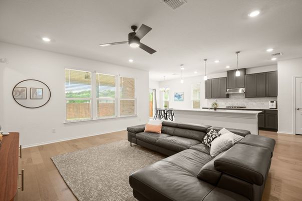 Interior, Kitchen, Living room, Pendant Lights, Recessed Lighting, Stainless Steel Appliances, Wood Texture Flooring