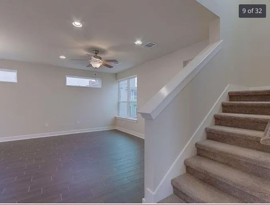 Empty room, Interior, Recessed Lighting, Wood Texture Flooring