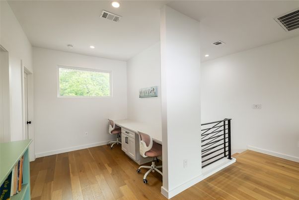 Home Office, Interior, Recessed Lighting, Wood Texture Flooring