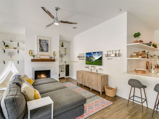 Fireplace, Interior, Living room, Wood Texture Flooring