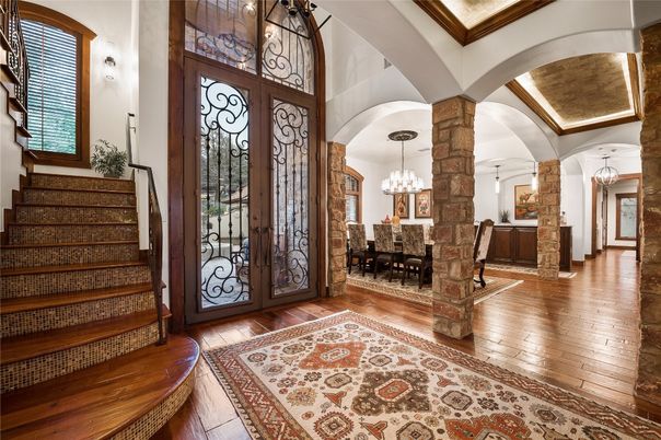 Chandelier, Dining room, Interior, Wood Texture Flooring