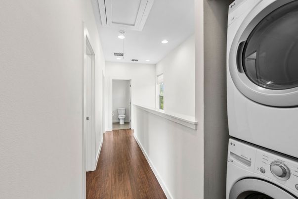 Interior, Recessed Lighting, Utility Closets, Washer, Wood Texture Flooring