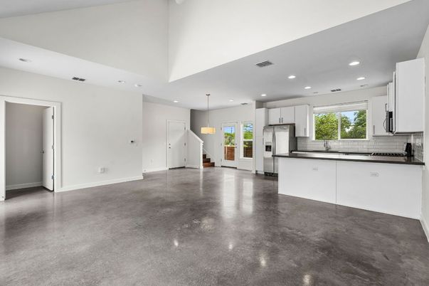 Empty room, Interior, Kitchen, Pendant Lights, Recessed Lighting
