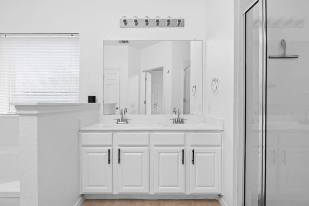 Bathroom, Dual Sink Vanities, Glass Shower, Interior