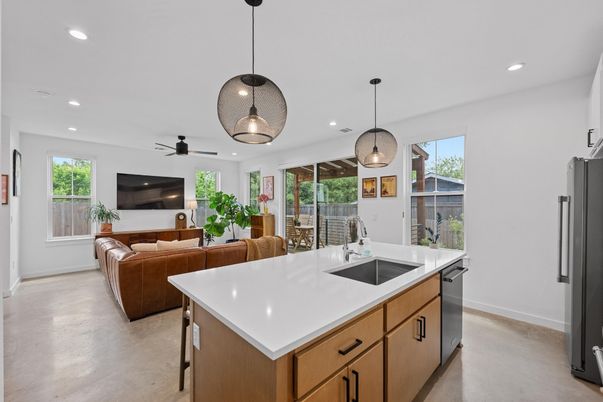 Dining room, Interior, Kitchen, Living room, Pendant Lights, Recessed Lighting