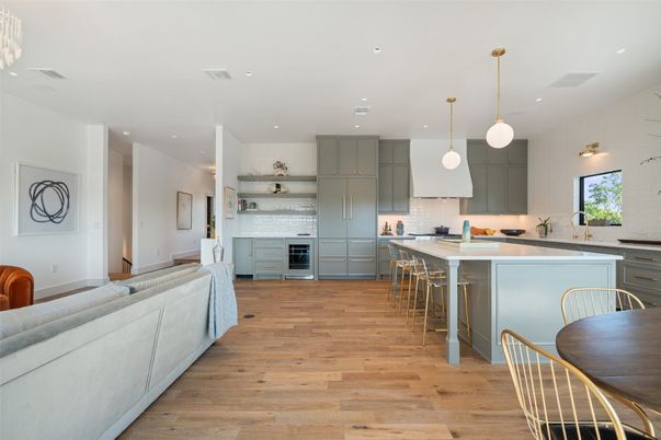Interior, Kitchen, Pendant Lights, Recessed Lighting, Wood Texture Flooring