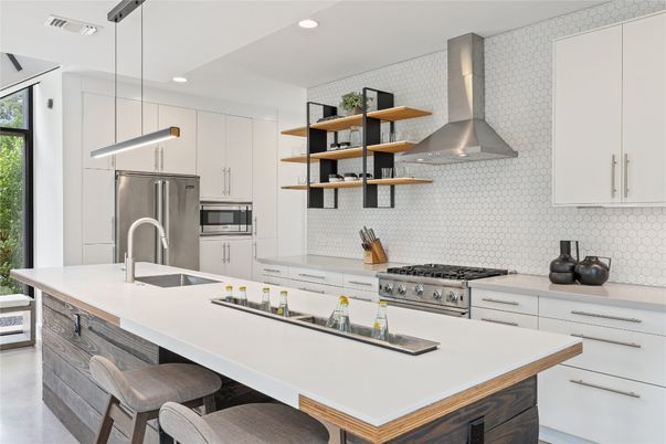 Interior, Kitchen, Pendant Lights, Recessed Lighting, Stainless Steel Appliances