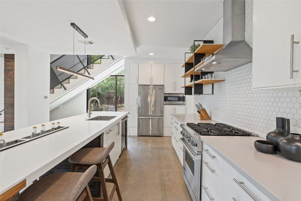 Interior, Kitchen, Pendant Lights, Recessed Lighting, Stainless Steel Appliances