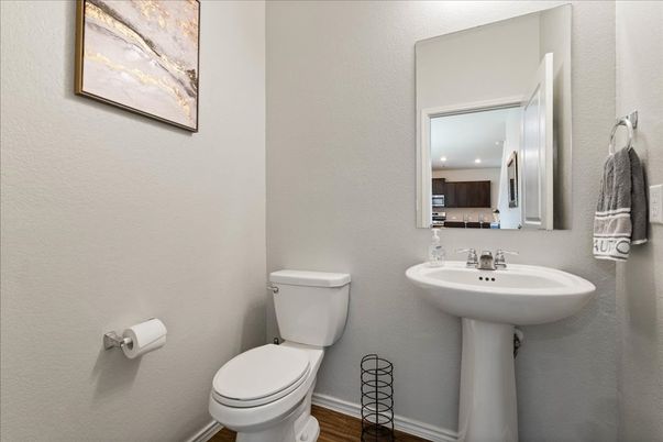 Bathroom, Interior, Recessed Lighting, Wood Texture Flooring